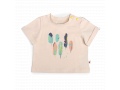 HELOISE Tee-shirt 3m jersey écru motif plumes  - 3 mois - Moulin Roty - 719796
