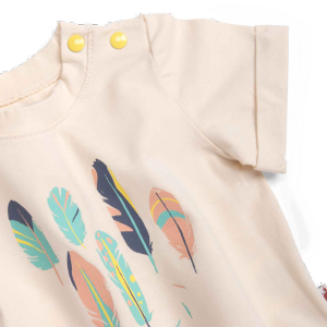 HELOISE Tee-shirt 12m jersey écru motif plumes  - 12 mois - Moulin Roty - 719798