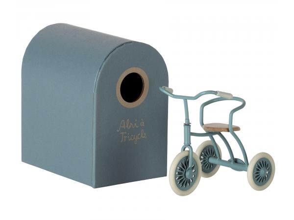 Abri pour tricycle, souris - bleu pétrole - h: 9 cm x l : 7 cm x l: 10 cm