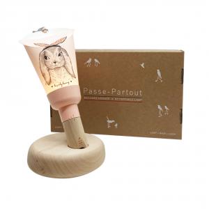 Coffret Lampe Nomade « Passe-Partout » Lapin So Sweet - Rose Poudré - 30cm (h) x 19cm (l) x 8cm (p) - Polochon & Cie - 6209