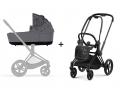 Poussette PRIAM 4 châssis Rose Gold nacelle Simply Flowers Dream Grey - Cybex - BU698