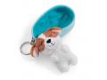 Porte-clés chien Cocker Spanie dormant dans son panier bleu clair - 8 cm - Nici - 48836