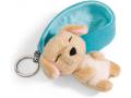 Porte-clés chien caramel dormant dans son panier bleu - 8 cm - Nici - 48835