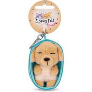 Porte-clés chien caramel dormant dans son panier bleu - 8 cm - Nici - 48835