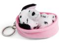 Porte-clés chien Dalmatien dormant dans son panier rose clair - 8 cm - Nici - 48833