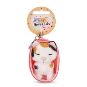 Porte-clés chat tricolor dans son panier - 8 cm - Nici - 48842
