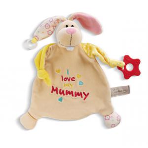 comforter rabbit 25x25cm with teether and pacifier - Nici - 48891