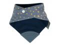 Bavoir-bandana avec embout de dentition imprimé étoiles bleu grisé - Cheeky Chompers - CC481