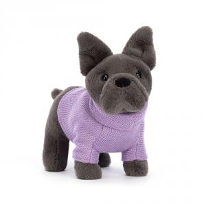 Peluche Sweater French Bulldog Purple - L: 19 cm x H: 17 cm - Jellycat - S3FDP