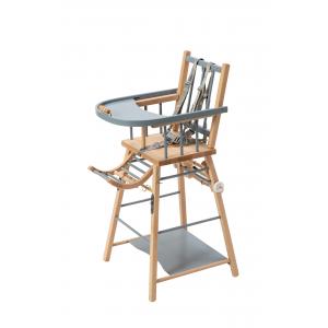 Chaise haute traditionnelle MARCEL transformable barreaux - Hybride Bleu Gris - Combelle - 131516