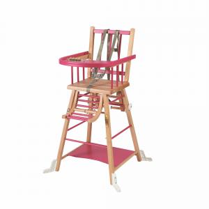 Chaise haute traditionnelle MARCEL transformable barreaux - Hybride Fuschia - Combelle - 131512