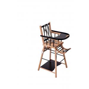Chaise haute traditionnelle MARCEL transformable barreaux - Hybride Noir - Combelle - 131510