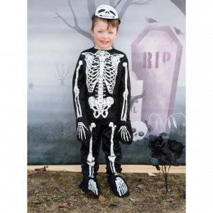 Costume de squelette phosphorescent, haut, pantalon et masque, taille US 3-4 - Great Pretenders - 65893