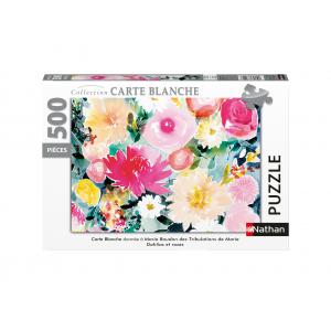 Puzzle N 500  pièces -  Dahlias et roses / Marie Boudon (Collection Carte blanche) - Nathan puzzles - 87120